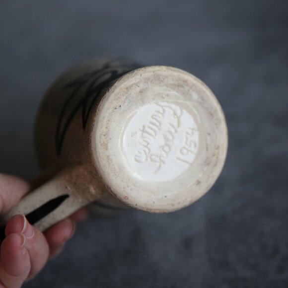 Century House Coffee Cup Mug Dated 1954 Black and White Graphic Bird Design - Picture 14 of 14